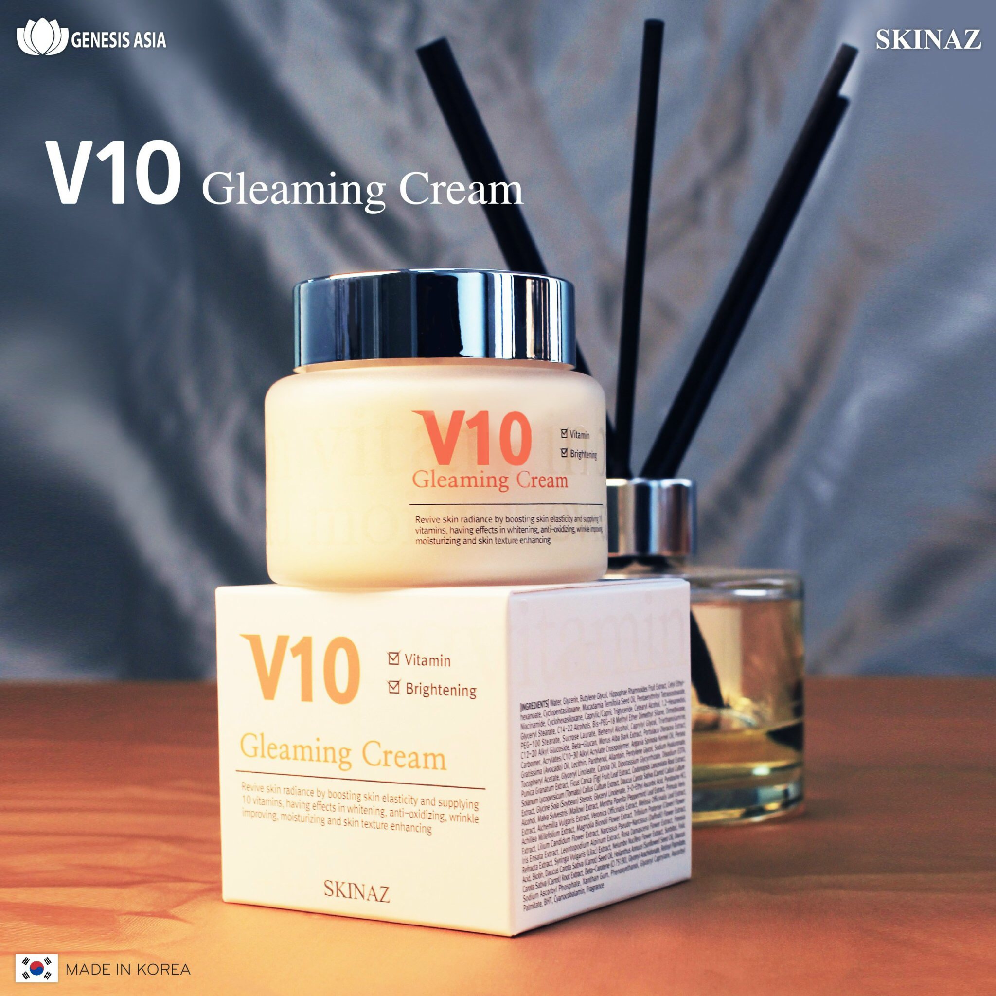 Kem Dưỡng Trắng Da V10 Skinaz Hàn Quốc mẫu 2020(100ml)