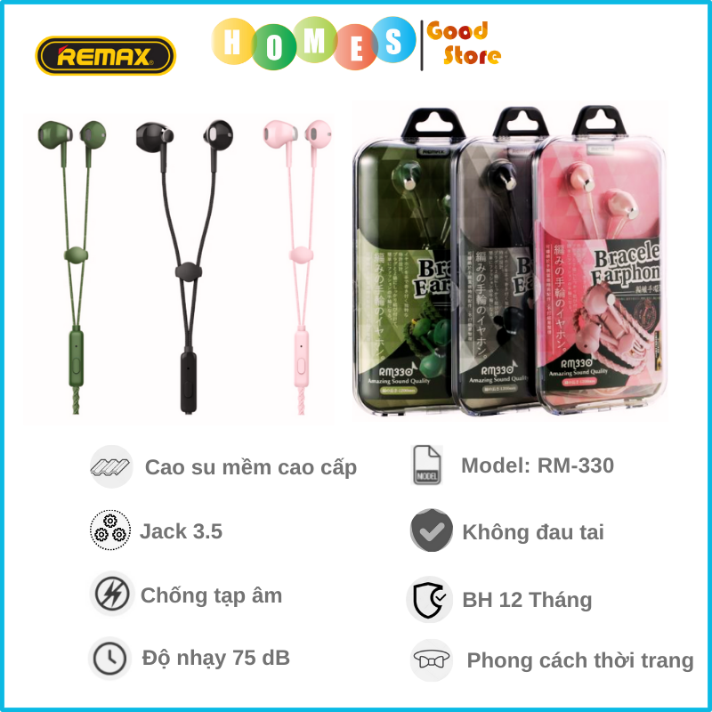 Tai Nghe In – Ear REMAX RM-330 Jack 3.5 - Hàng Chính Hãng