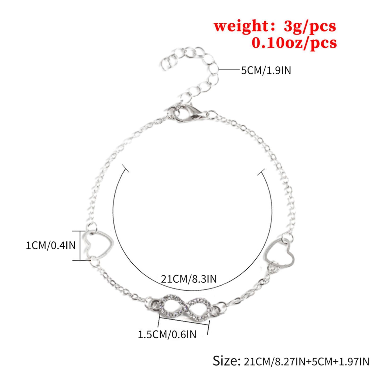 2-3pack Double Heart Anklet Hollow Vintage Bracelet for Beach Women Couples