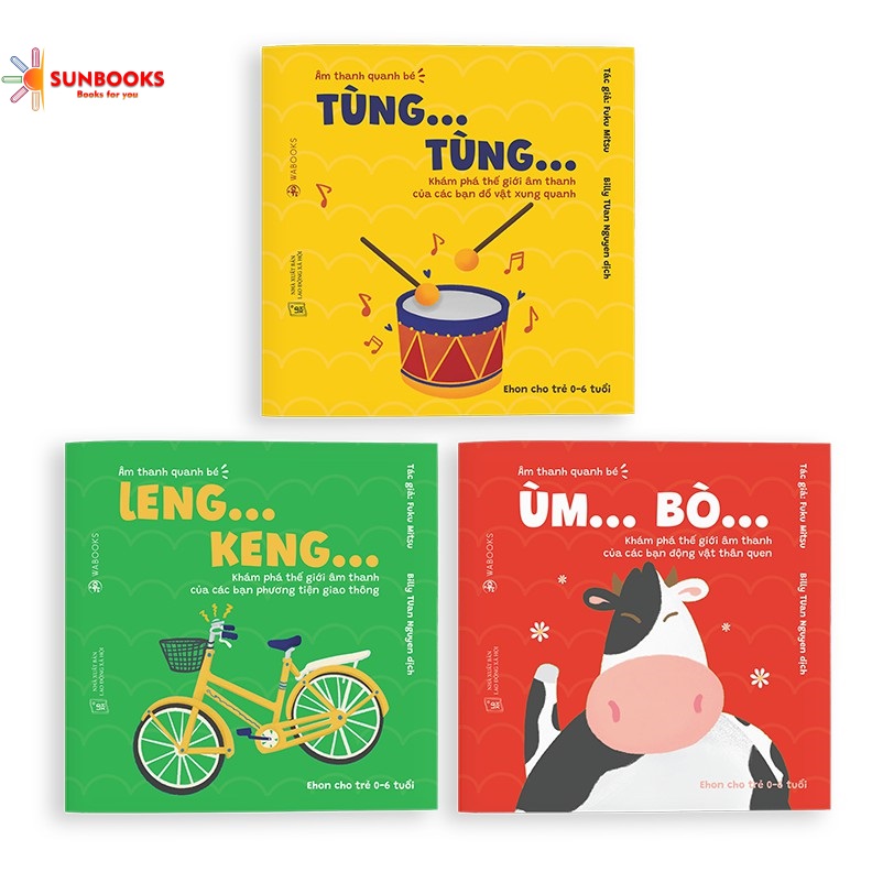 Sách Ehon Âm thanh quanh bé - Combo 3 cuốn dành cho bé từ 0-6 tuổi