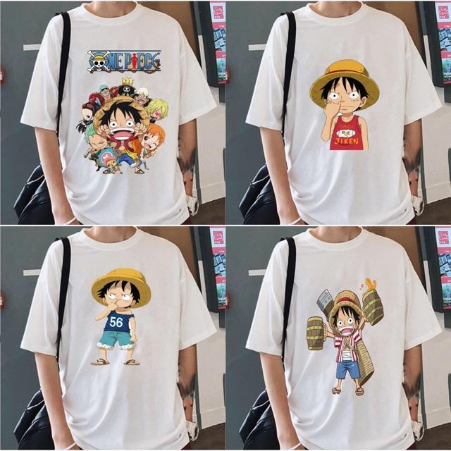 Áo thun Luffy mũ rơm    Áo phông cotton tay ngắn hoạt hình One piece đảo hải tặc unisex nam nữ bận đều đẹp