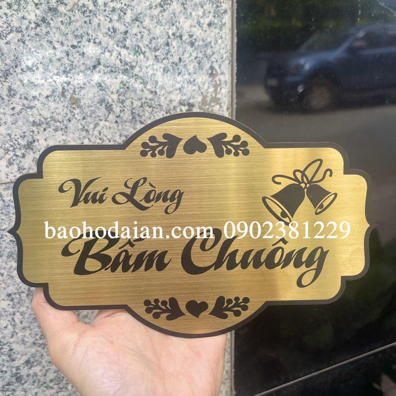 Xin vui lòng bấm chuông inox xước in UV siêu bền 13 x 21cm