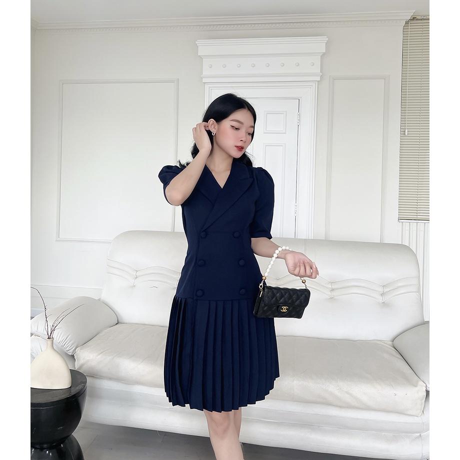 BBSTORE'S Đầm Công Sở Kiểu Váy Dập Ly Cổ Vest -D941