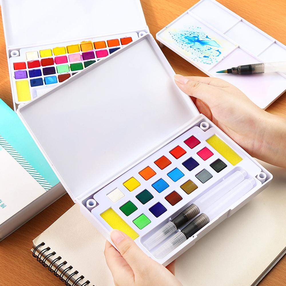 Bộ sơn màu nước 36 màu với 2 cọ nước & bọt biển, trang trí mĩ thuật