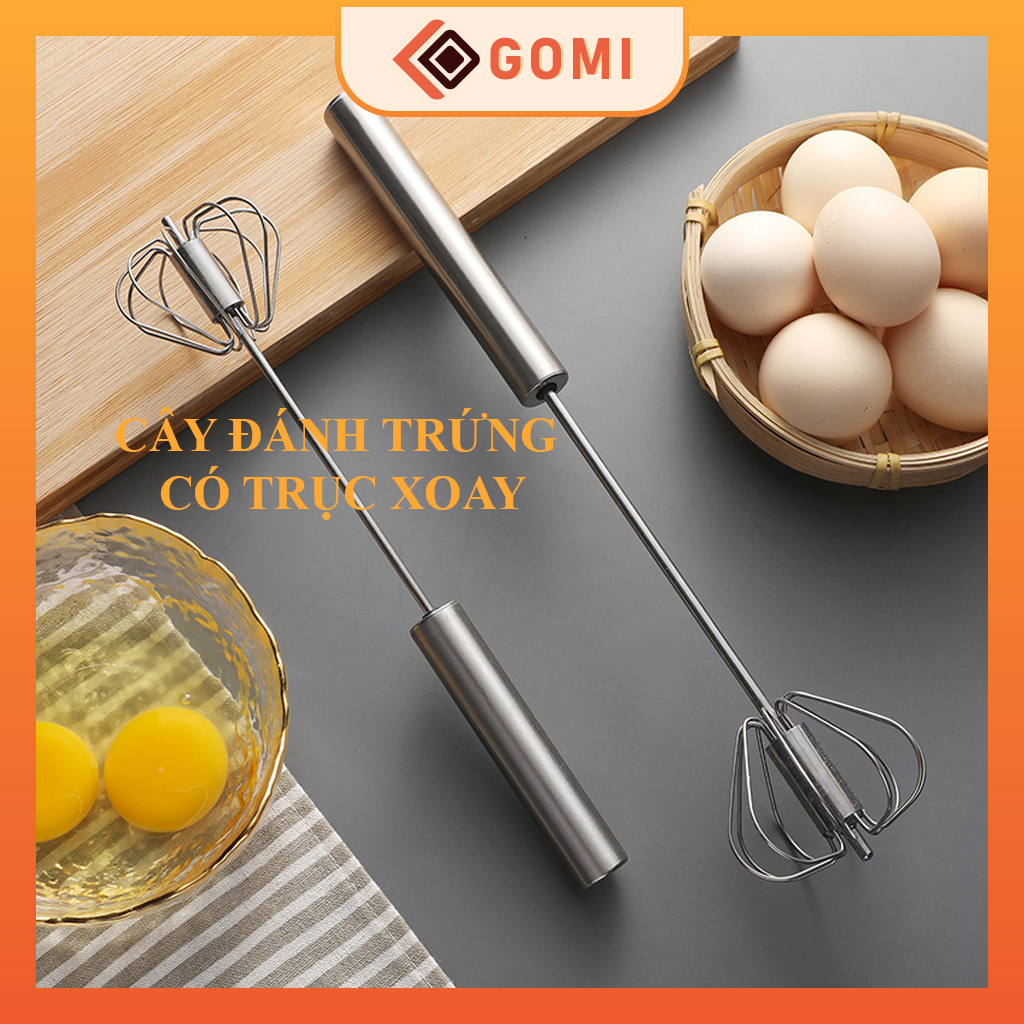 Cây Đánh Trứng Inox Có Trục Xoay Tự Động, Cây Đánh Cafe Mini Nhỏ Gọn Tiện Dụng