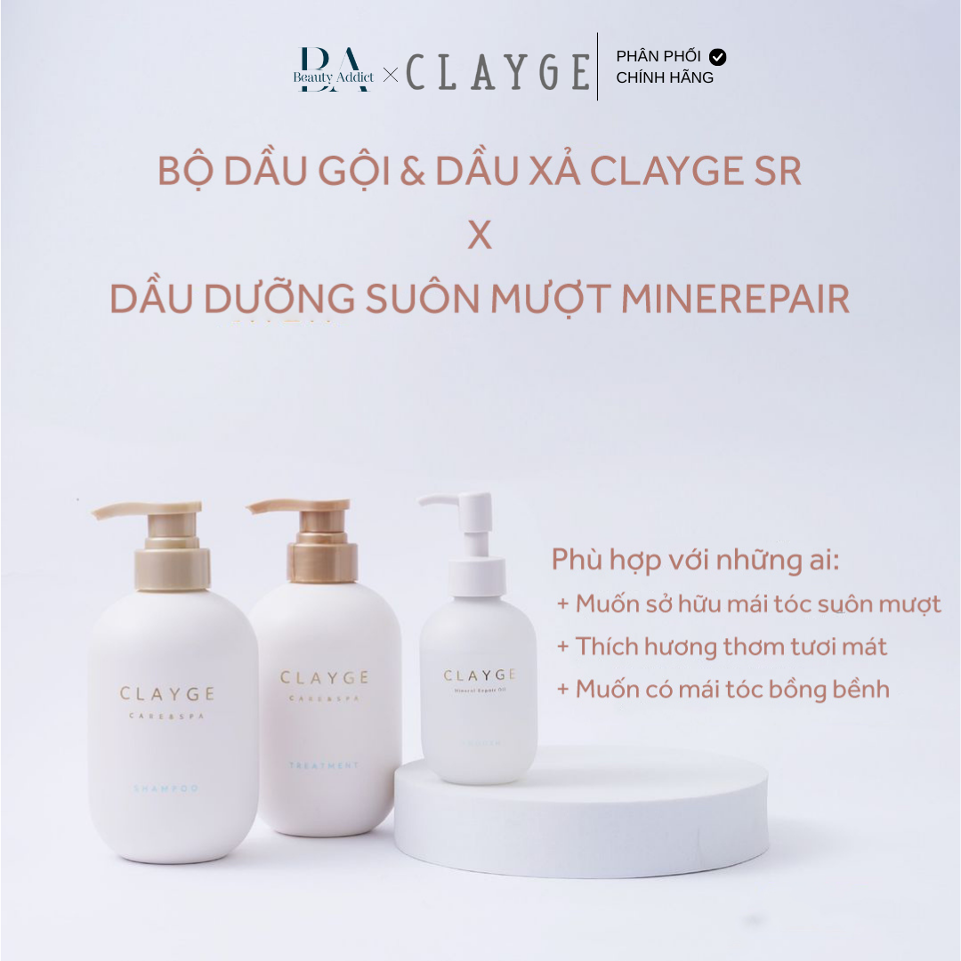 Dầu gội và dầu xả CLAYGE SR - chiết xuất đất sét làm sạch và dưỡng ẩm