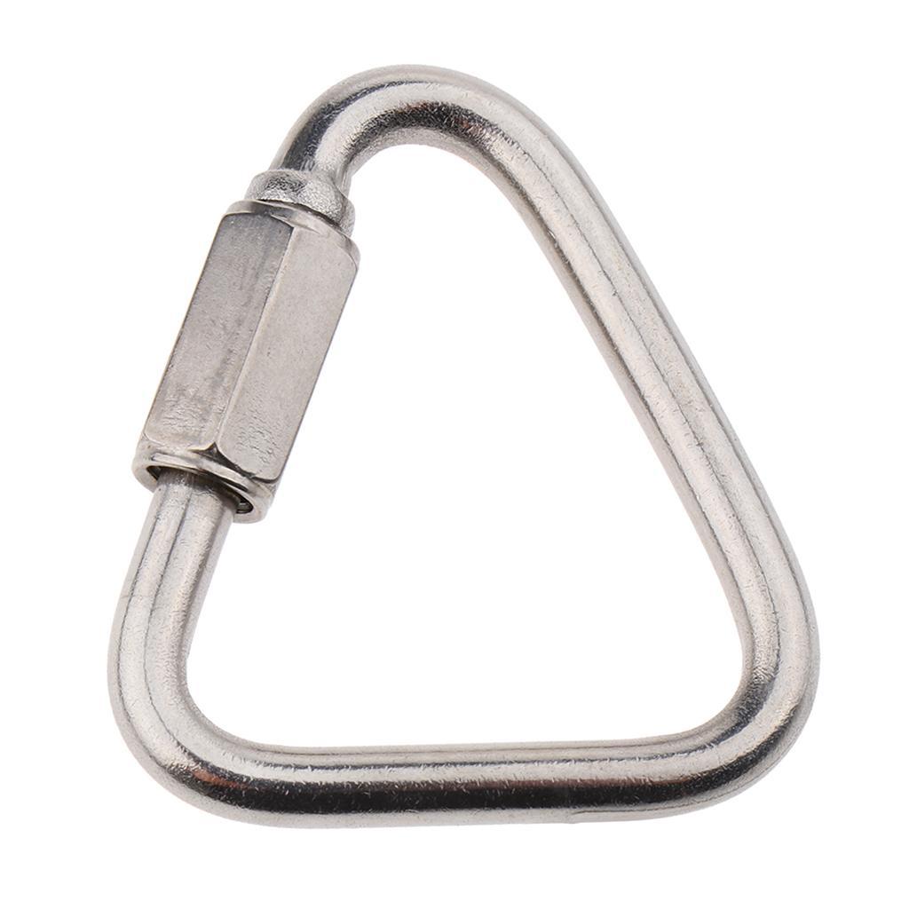 4X Outdoor Triangle Stainless Steel Carabiner Camping Keychain Quick Link 5mm