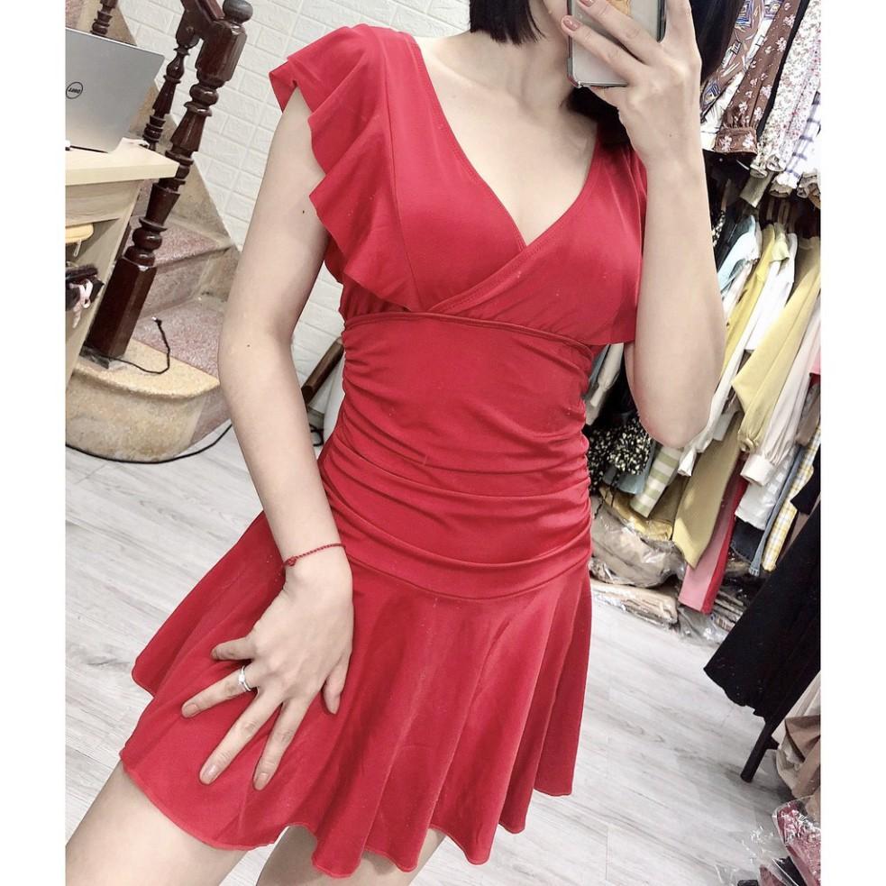 Bikini liền đen bèo cánh tiên váy xòe cá siêu đẹp nữ tính kín đáo (Kèm clip quay thật)