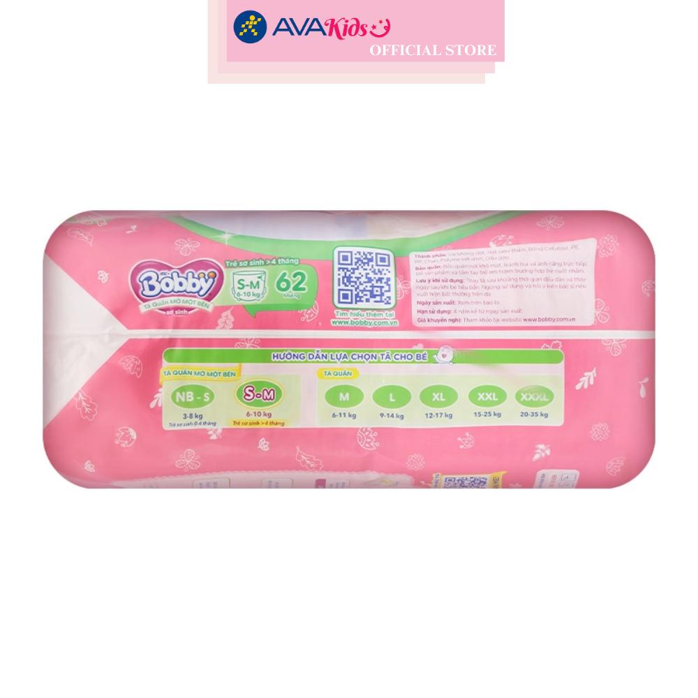 Tã quần mở một bên Bobby size S-m 62 miếng (6 - 10 kg)