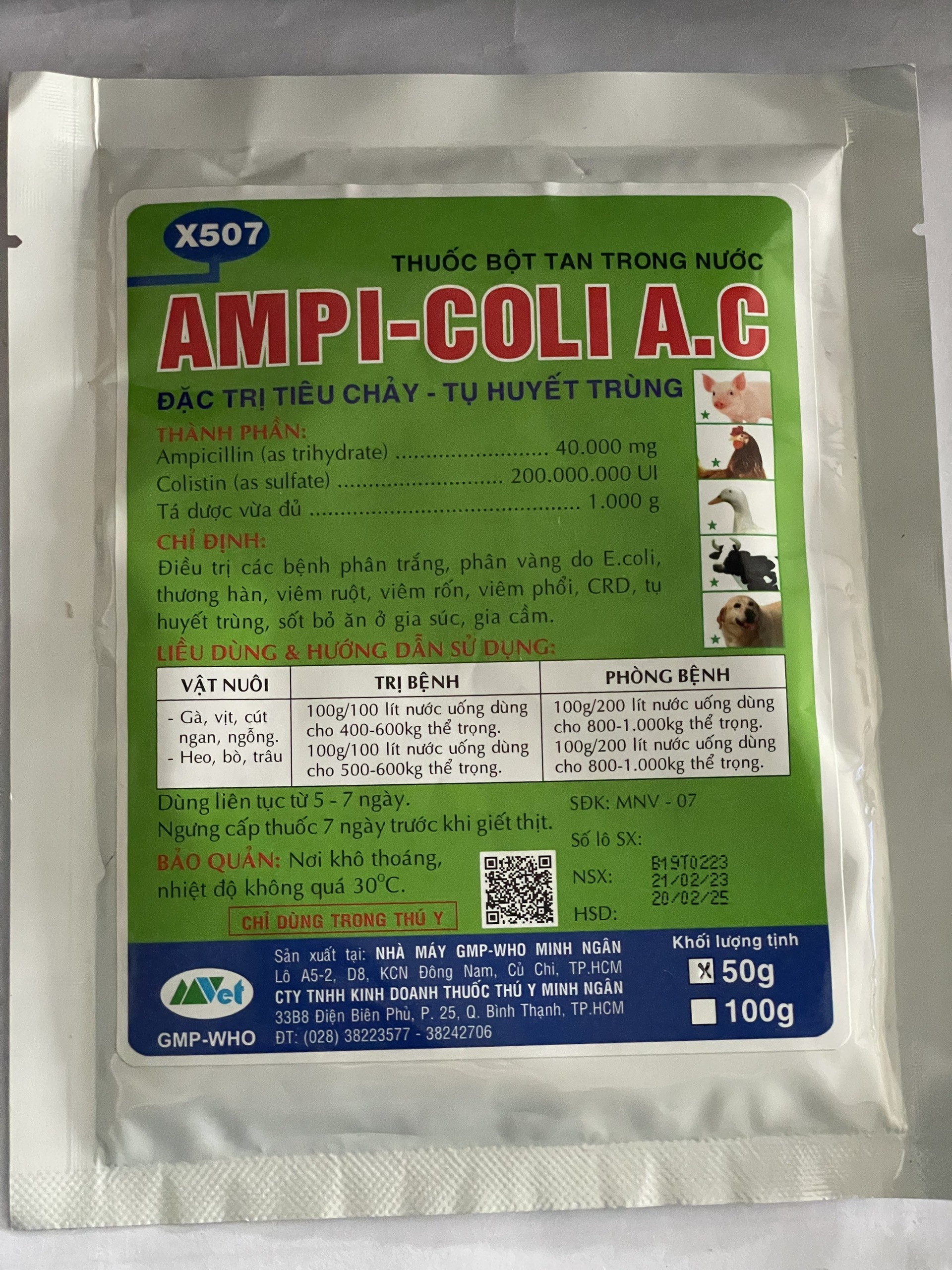 AMPI COLI AC 50g - ĐẶC TR.Ị TIÊU CHẢY, TỤ HUYẾT TRÙNG