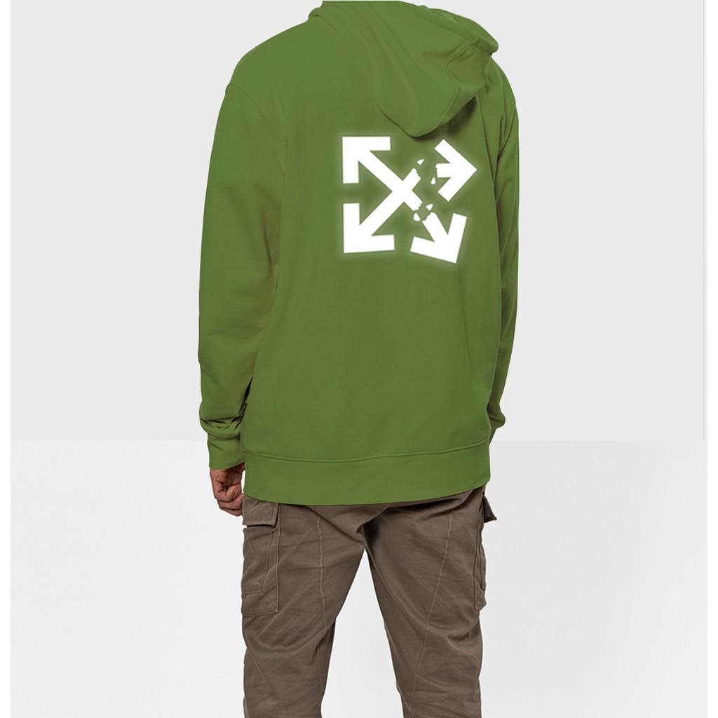 Áo hoodie Unisex dạ quang - Áo khoác nỉ phản quang họa tiết mũi tên in cao cấp
