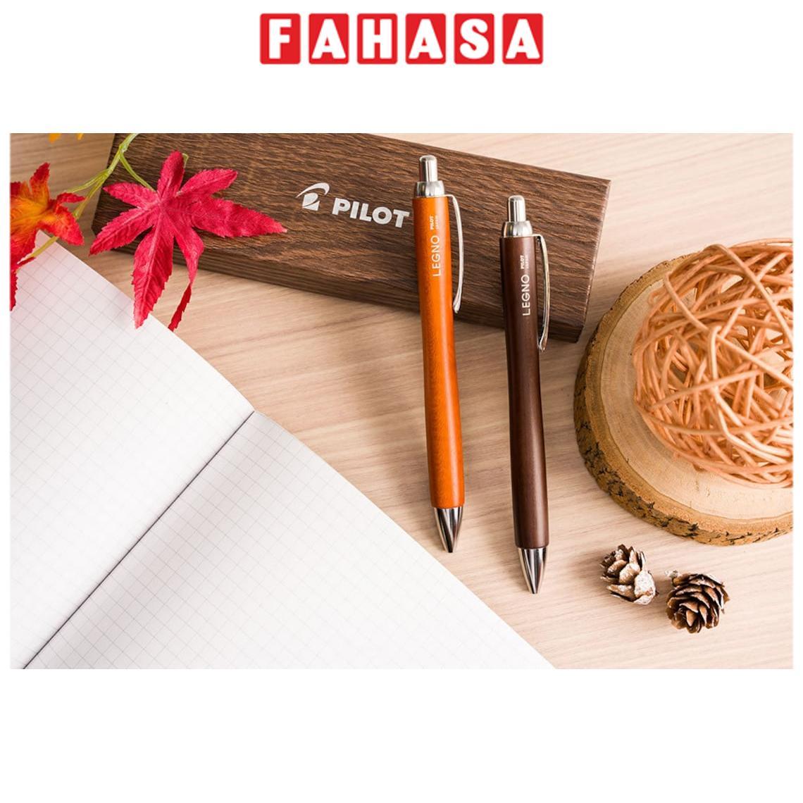Bút Bi Ký Legno 0.7 mm - Pilot BLE-1SK-BN - Mực Đen - Thân Gỗ Nâu Kèm Hộp Ngũ Hành Và Túi