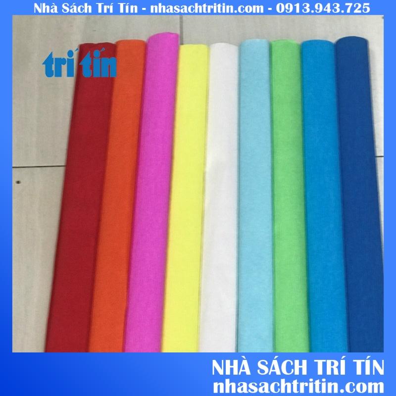 Cuộn giấy nhún giấy nhăn làm hoa giấy đủ màu sắc size 50cm x 250 cm (vpp TRÍ TÍN)