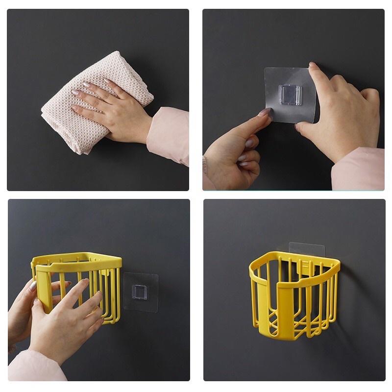 Giỏ đựng cuộn giấy vệ sinh treo tường - Giỏ để đồ đa năng dán tường tiện dụng (tặng kèm móc dán)