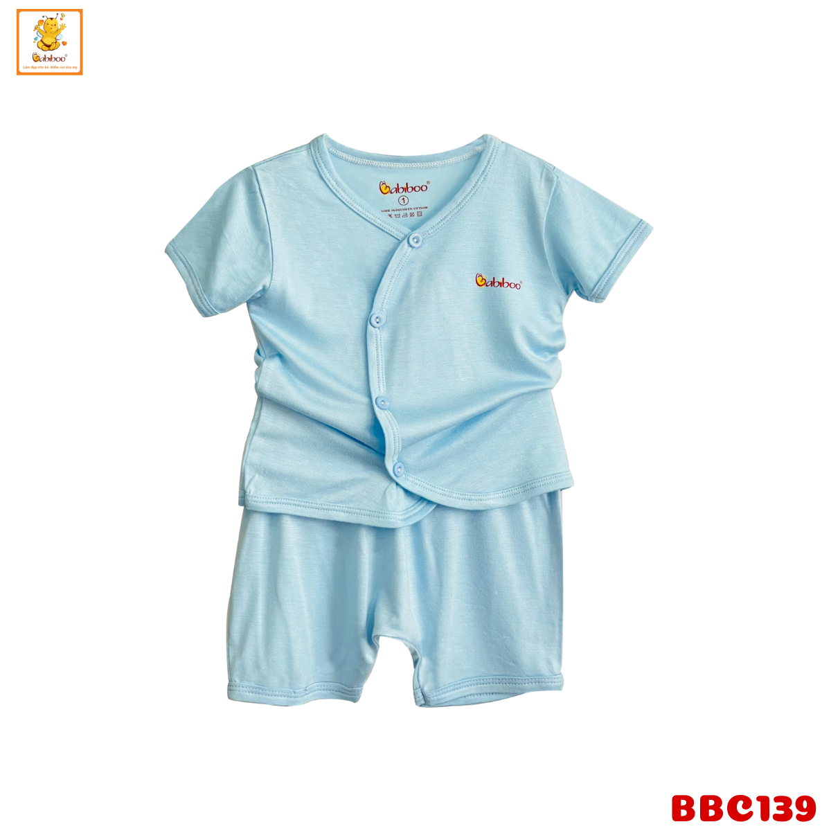 Bộ quần áo sơ sinh Babiboo set sơ sinh ngắn tay chất viscose mềm mịn mát BBC139