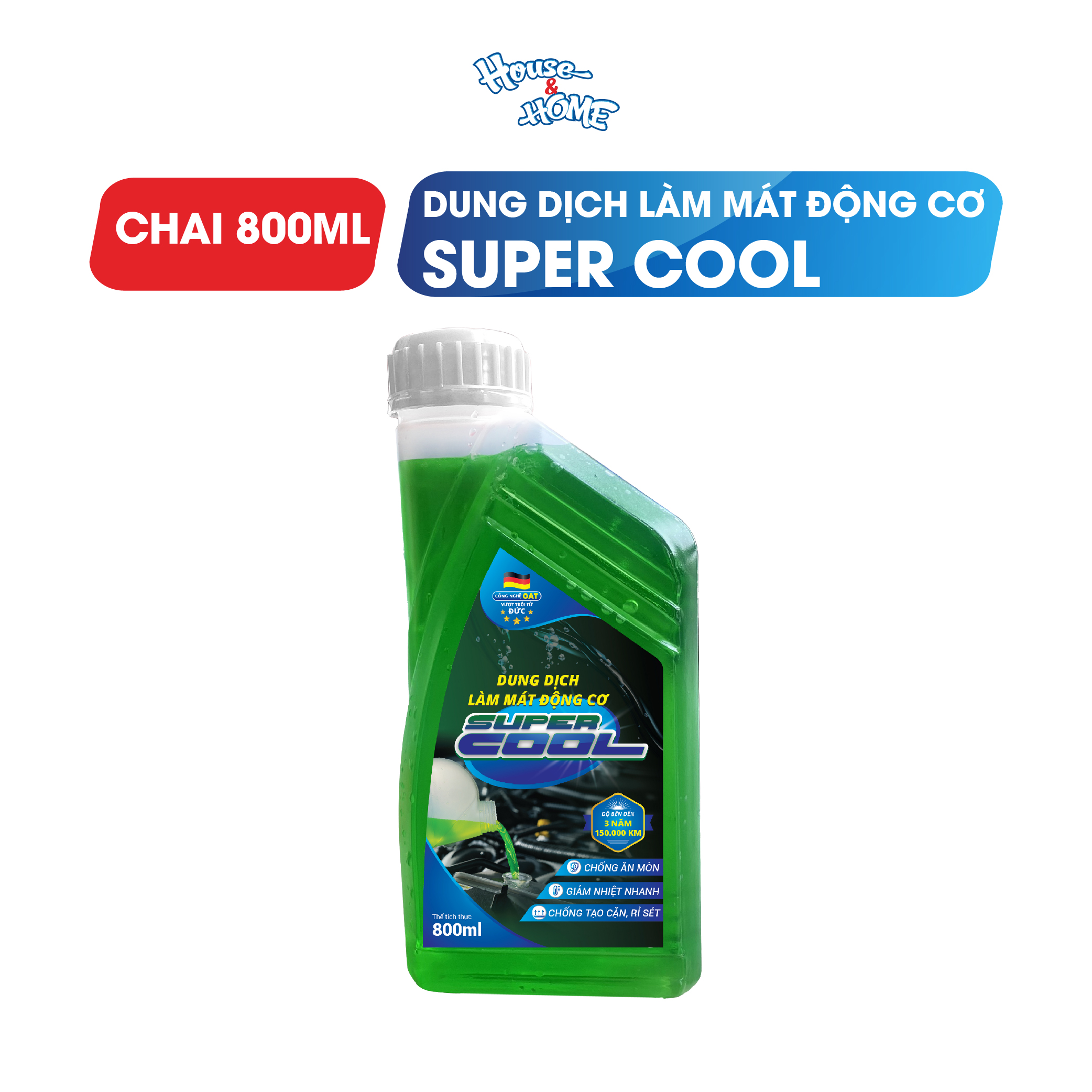 Nước làm mát động cơ oto Super Cool xanh dung tích 800ml