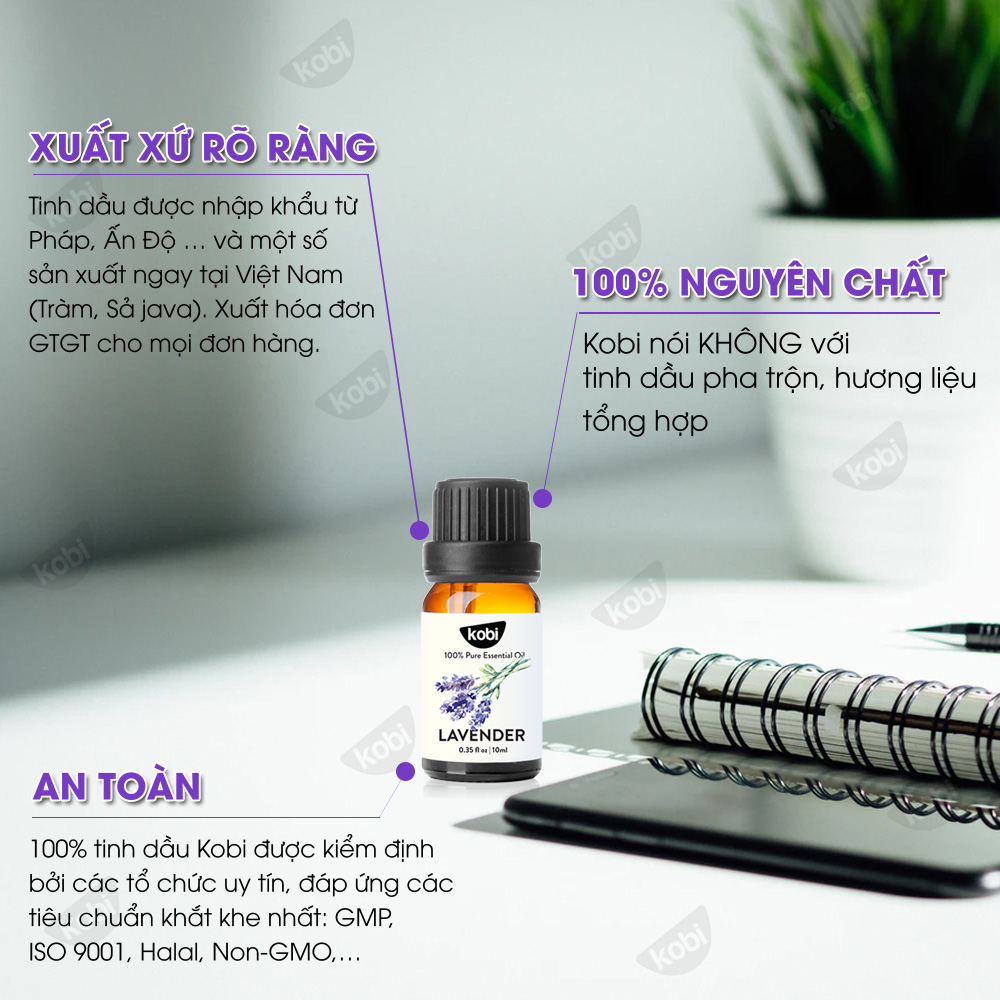 Combo 2 Tinh Dầu Kobi Nhập Khẩu Ấn Độ: Tinh Dầu Bạc Hà + Tinh Dầu Oải Hương - Tinh Dầu Thiên Nhiên Nguyên Chất, Giúp Giảm Stress, Làm Thơm Phòng