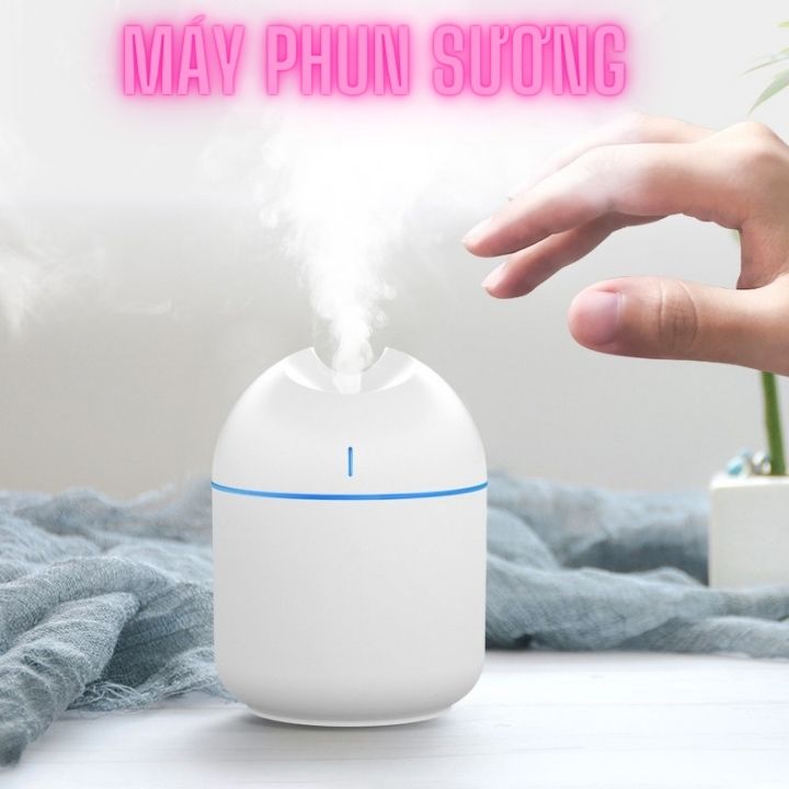 Máy phun sương tạo độ ẩm không khí mini dung tích 220ml dùng trong nhà/văn phòng+ tặng kèm quạt USB