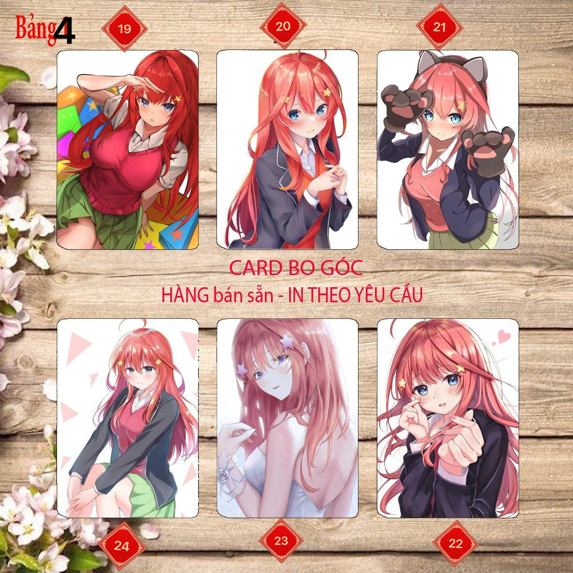 Card bo góc Nakano itsuki Gotoubun no Hanayome 6 card/ Thẻ card hình Nakano itsuki nhà có 5 nàng dâu