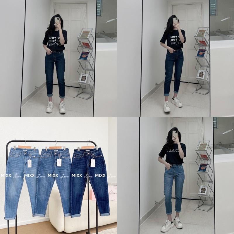 Quần Jean Nữ Baggy Trơn chất jean co giãn dày dặn phom quần chuẩn xịn phom 9 tấc