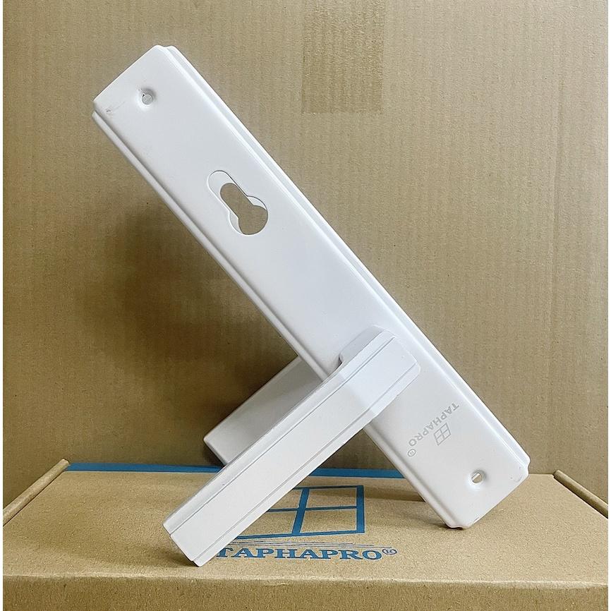 Khoá tay gạt cửa đi màu TRẮNG hệ 1000 dùng cho cửa nhôm, sắt, gỗ đố 4x8