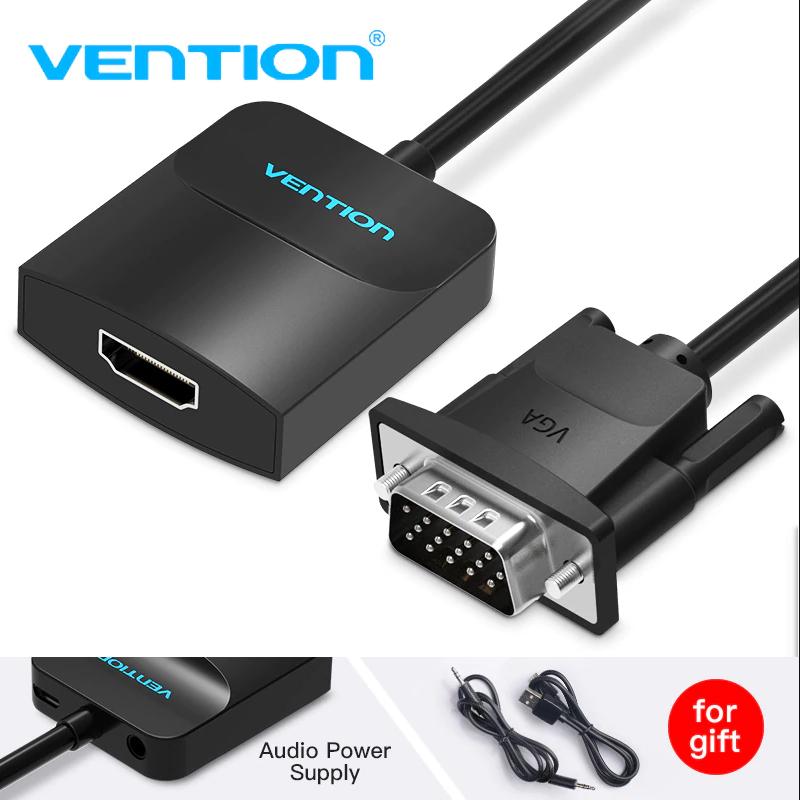 Cáp chuyển VGA to HDMI Vention dài 15cm màu đen - Hàng chính hãng