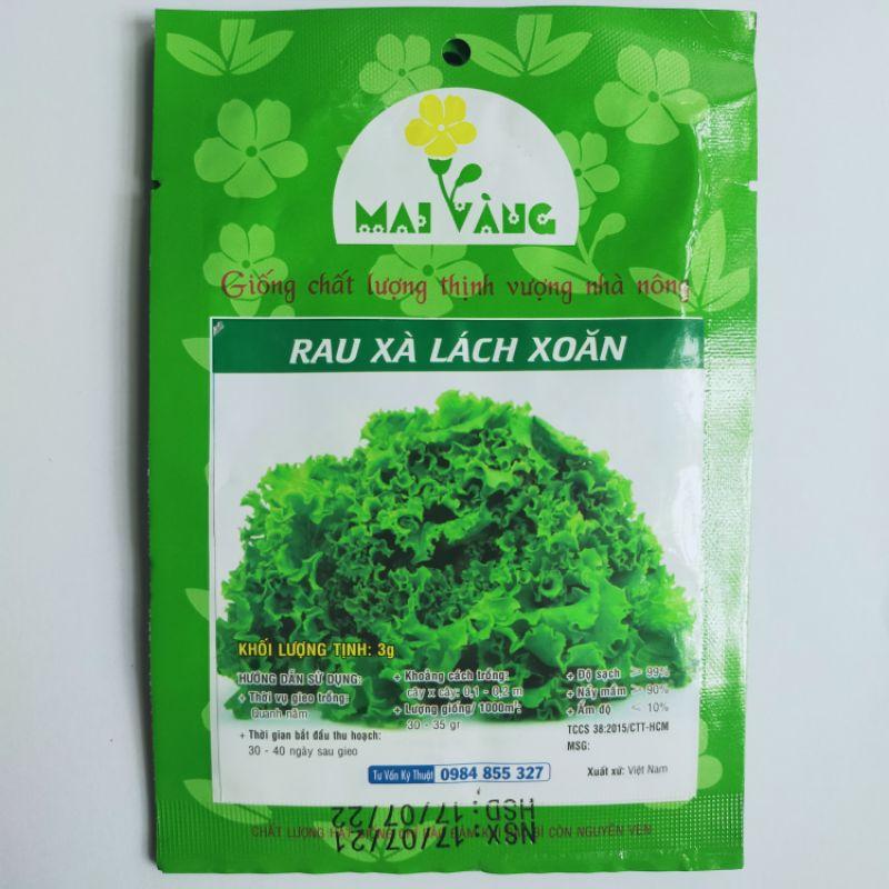 Hạt giống Xà lách xoăn xanh, đóng gói 2gr