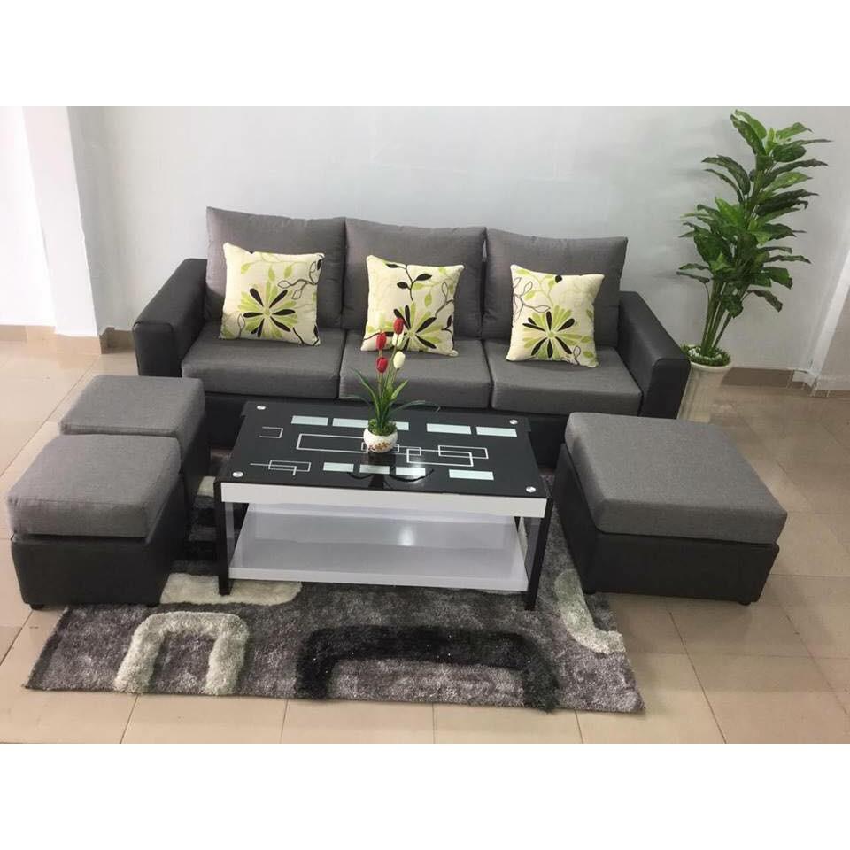 Sofa băng simili giả da màu đen