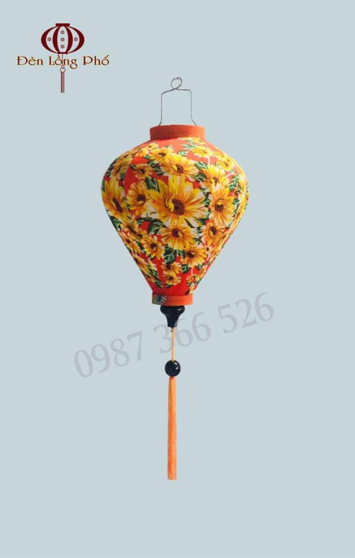 Đèn lồng vải lanh hoa xinh xắn size 30 cm xuất xứ Hội An