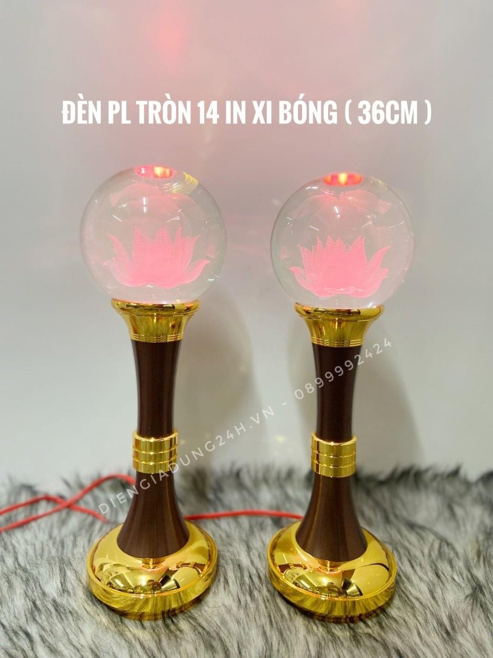 ĐÈN THỜ PHA LÊ CAO CẤP TRÒN 14 IN XI BÓNG 1 CẶP
