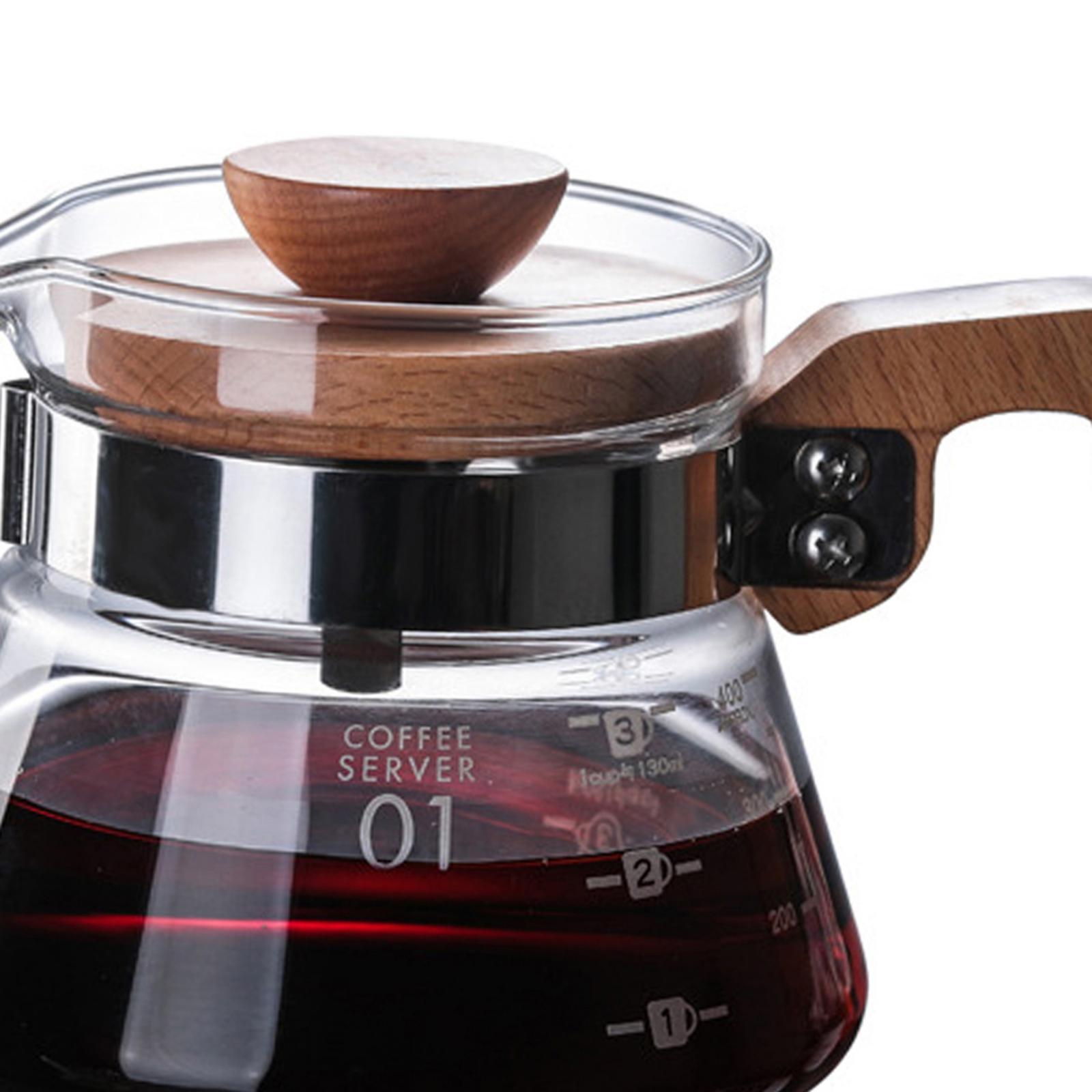 Anti-Scalding Coffee Pot V60 Carafe Wood Lid Accessories Coffee Maker for Kitchen Barista
