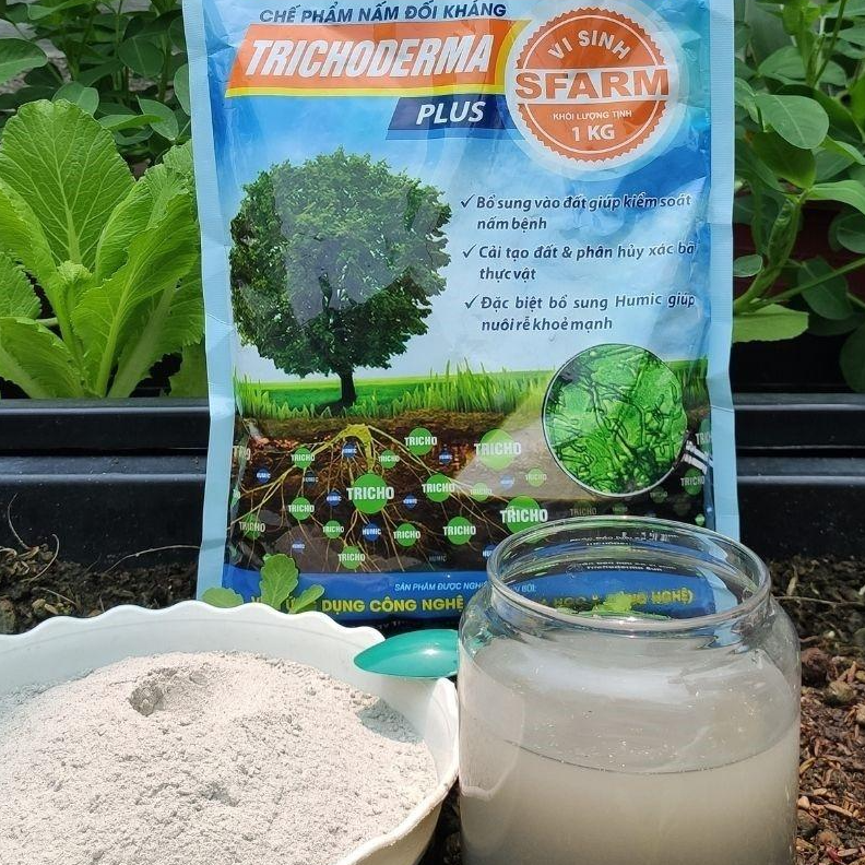 CHẾ PHẨM NẤM ĐỐI KHÁNG TRICHODERMA PLUS SFARM KIỂM SOÁT NẤM - Siêu Sale