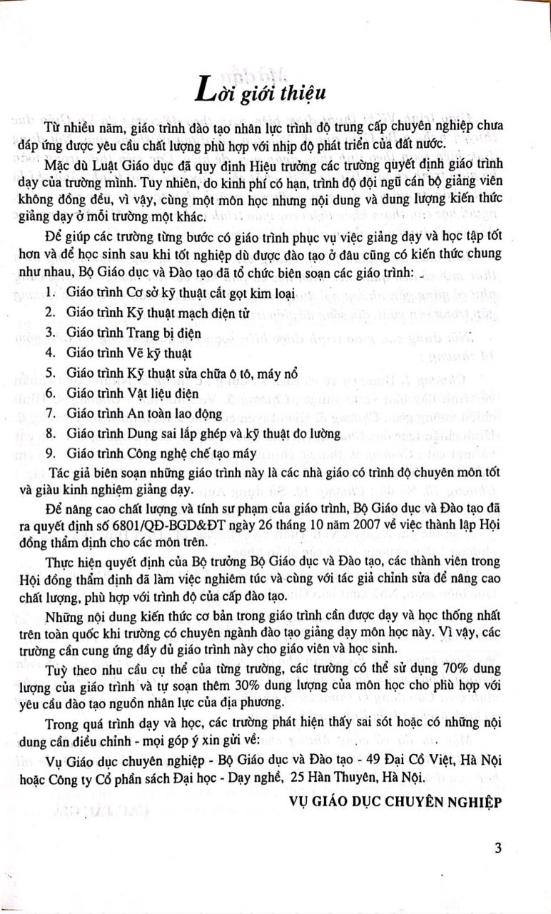 Giáo Trình Vẽ Kĩ Thuật - Sách Dùng Cho Các Trường Đào Tạo Hệ Trung Cấp Chuyên NGhiệp