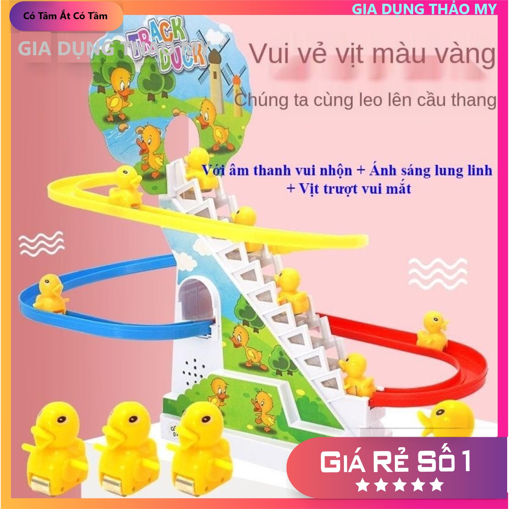 Đồ chơi Vịt leo cầu thang cầu trượt vui nhộn an toàn cho bé