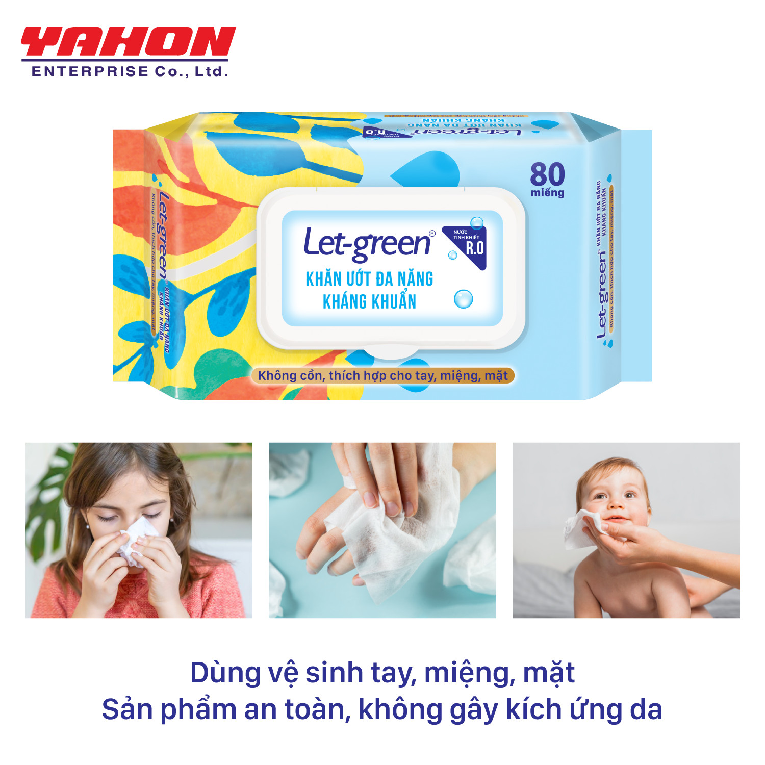 Combo 3 Gói Khăn Ướt Đa Năng Kháng Khuẩn Let-Green 80 Miếng/Gói