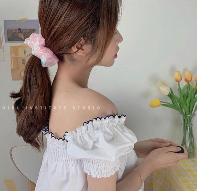 Cột tóc scrunchies dễ thương màu trơn