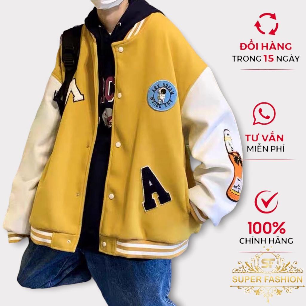 Áo Khoác Bomber Super Fashion Nam Nữ Nỉ Fom Rộng Dày Đẹp Phối Chữ M Hot Trend