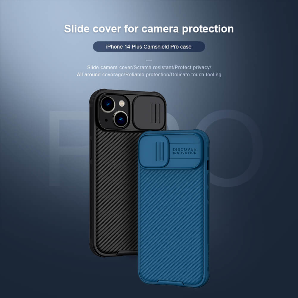 Ốp lưng chống sốc cho iPhone 14 Plus bảo vệ Camera hiệu Nillkin Camshield Pro chống sốc cực tốt, chất liệu cao cấp, có khung & nắp đậy bảo vệ Camera - hàng nhập khẩu