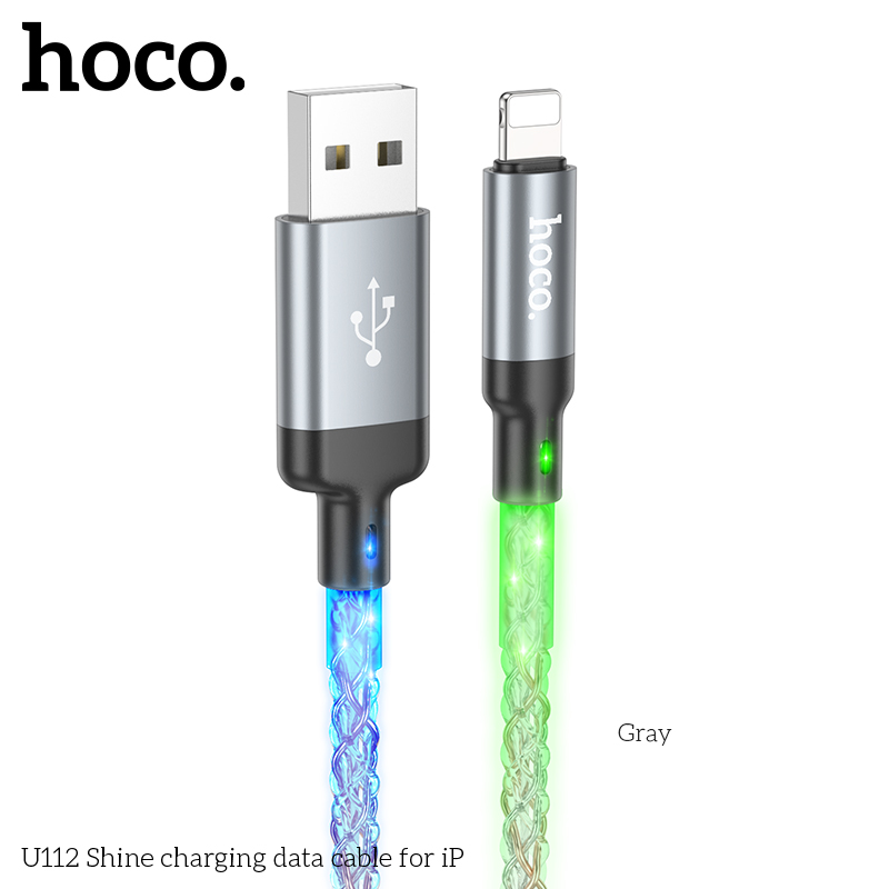 Cáp Sạc Nhanh Đổi Màu Dành Cho Hoco Shine U112 2.4A Cổng LN Dây Dài 1M Hàng Chính Hãng