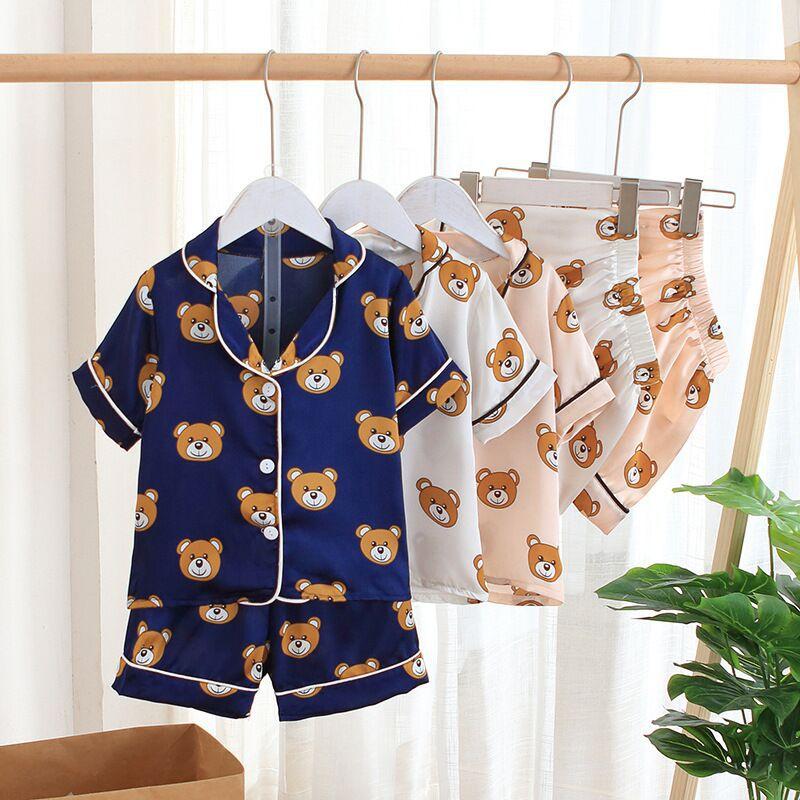 Đồ Bộ Pijama Cộc Tay Cho Bé In Hình Gấu Cute, Đồ Ngủ Cộc Tay Pizama Cho Bé Từ 7-28kg - TINY KIDS