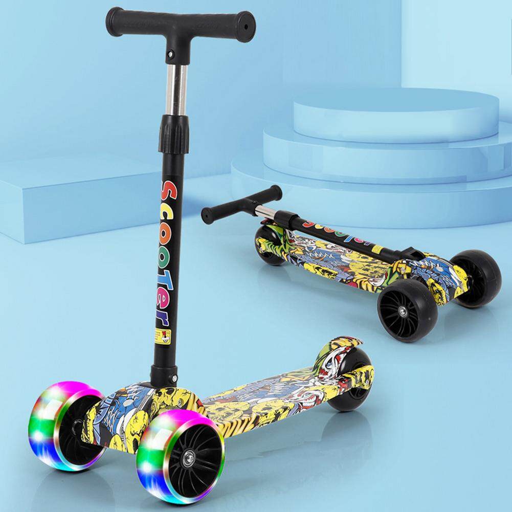 Xe trượt Scooter Trẻ Em Graffiti Có Nhạc Có Đèn, Gấp gọn thông minh bánh xe phát sáng vĩnh cửu – Chính Hãng K2TOP