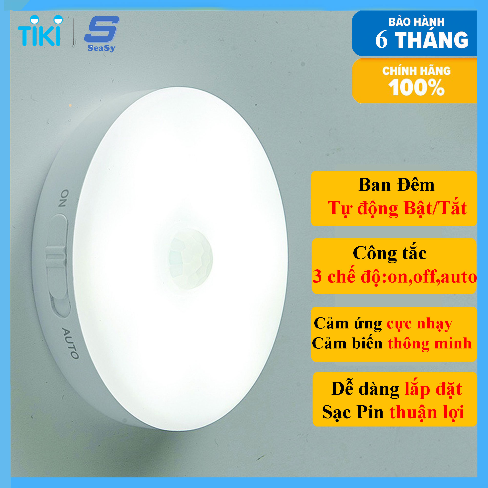 Đèn Cảm Ứng Thông Minh, Cảm Biến Chuyển Động SEASY SS30, Có Công Tắc 3 Chế Độ, Tự Động Bật/Tắt Ban Đêm, Tiết Kiệm Năng Lượng, Ánh Sáng Bảo Vệ Mắt, Sạc Bằng USB Tiện Lợi, Dán Cầu Thang, Phòng Ngủ, Nhà Vệ Sinh, Tủ Đồ – Hàng Chính Hãng