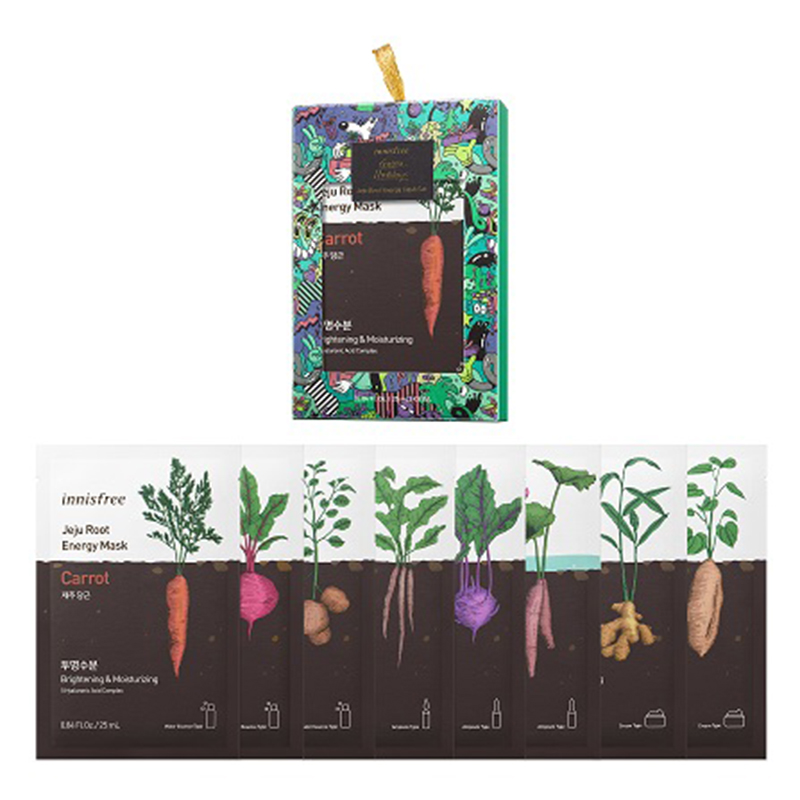 Bộ mặt nạ dưỡng ẩm Innisfree Jeju Root Energy Mask set - 131172725 [Phiên bản Green Holiday 2020]