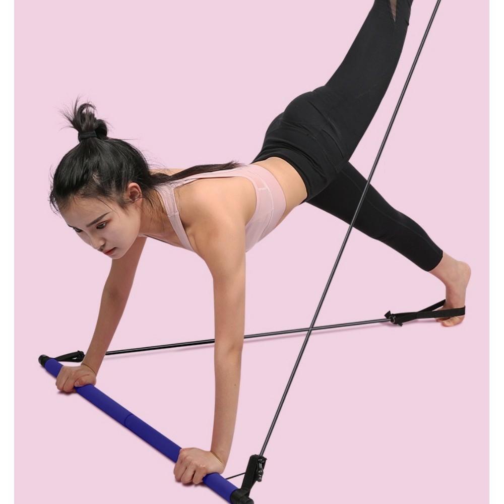 Thanh Tập Pilates Có Dây Kháng Lực &amp; Bàn Đạp Đa Năng - Giao Màu Ngẫu Nhiên