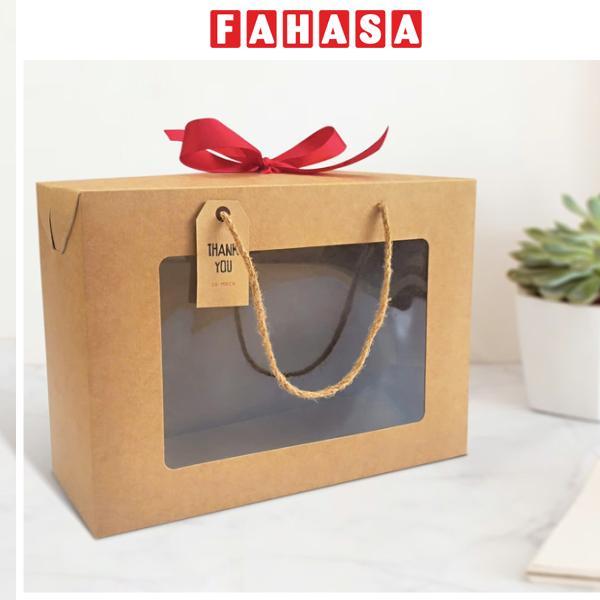 Hộp Xếp Kraft Quai Xách Kính - 28 x 21 x 10 cm - Linh Lan