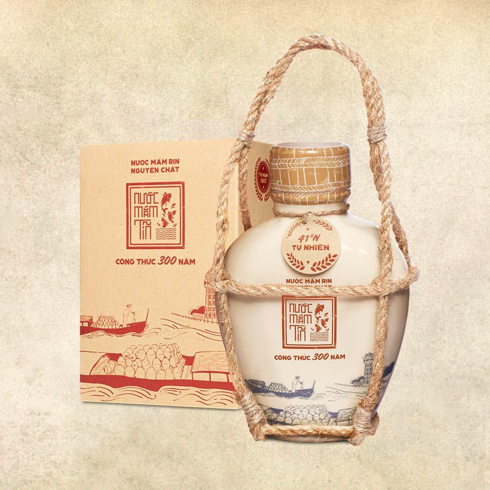 Nước mắm Tĩn nhãn xưa độ đạm 41N 500ml rin nguyên chất truyền thống sạch không chất bảo quản