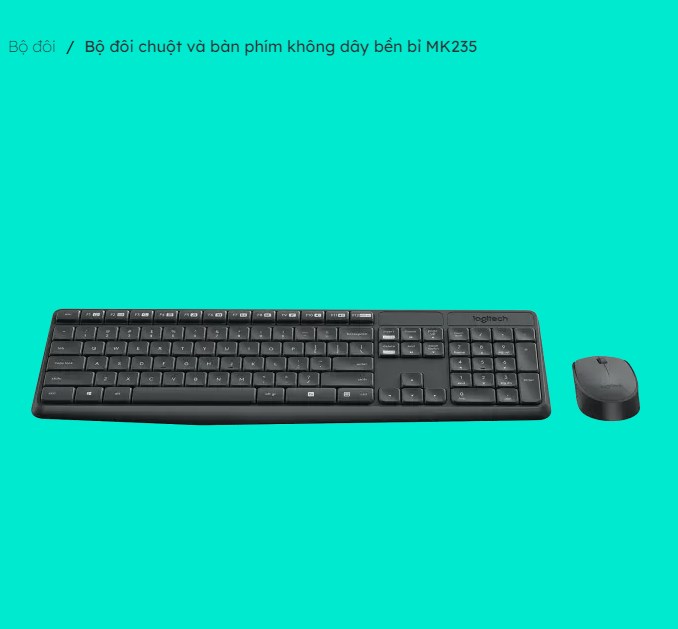 Bộ đôi chuột và bàn phím không dây Logitech MK235 - HÀNG CHÍNH HÃNG