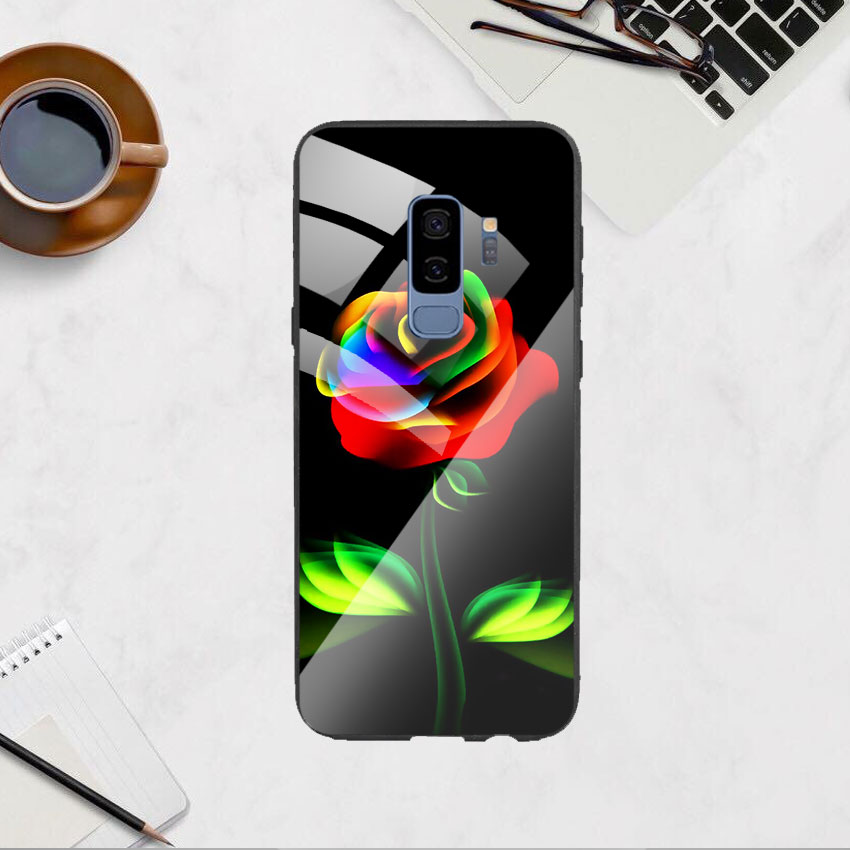 Ốp Lưng Kính Cường Lực cho điện thoại Samsung Galaxy S9 Plus - Rose 11