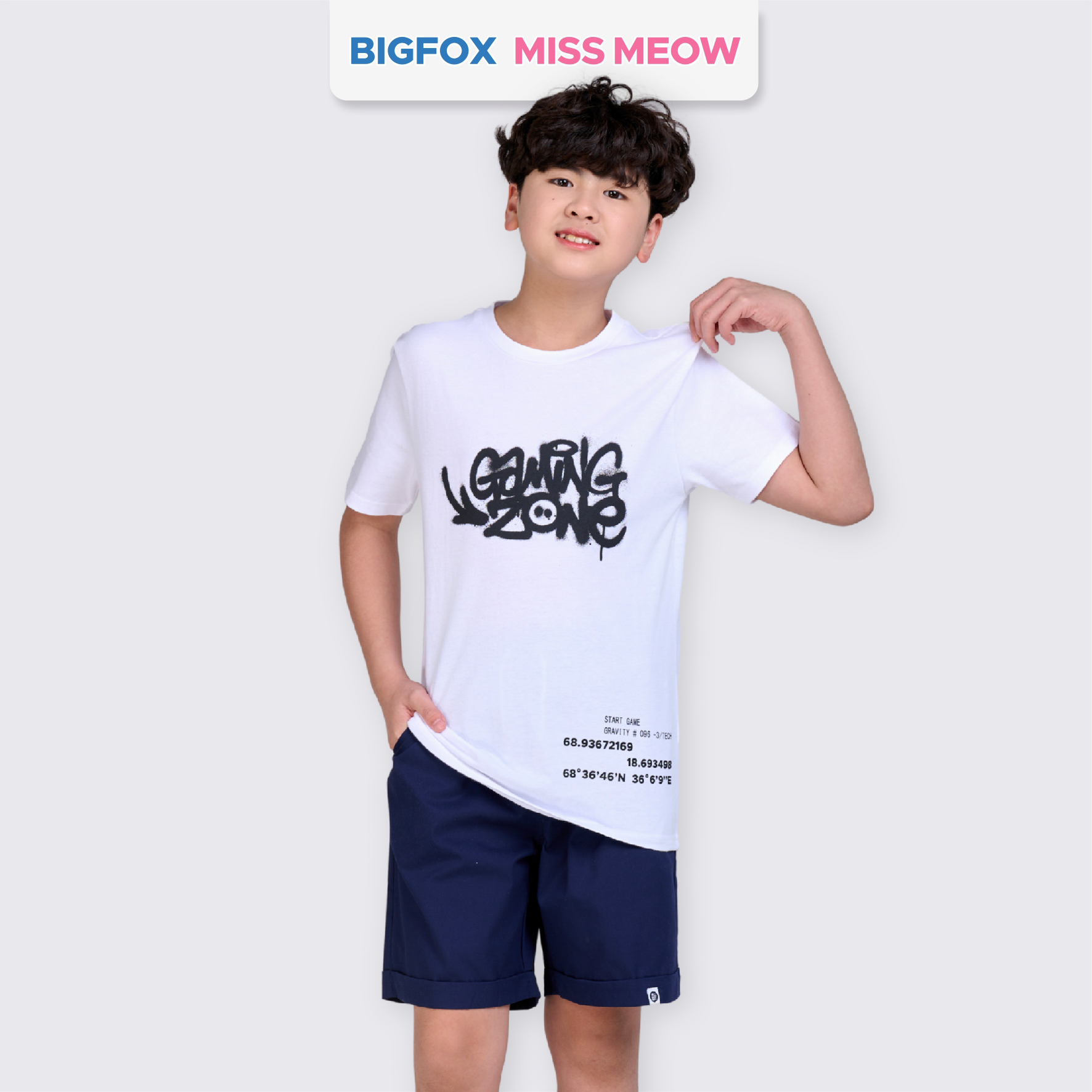 Áo cộc tay bé trai Bigfox Miss Meow size đại chất cotton in đẹp cỡ 12,13,14,15 tuổi 40kg 50kg
