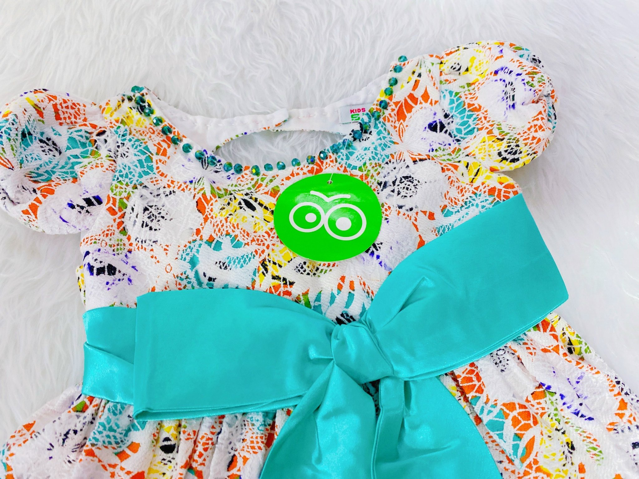 Đầm Bé Gái Size 7-24Kg, 5 Tháng Đến 6,5 Tuổi Công Chúa Hoa Phối Nơ Đính Ngọc, Đầm Dự Tiệc